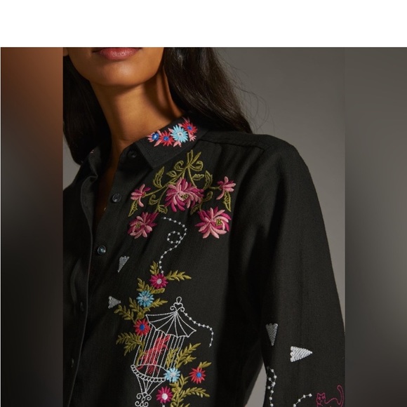 Anthropologie Pilcro western embroidered button down size xs - Picture 5 of 8